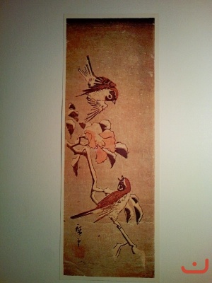 Андо Хирошиге 1797-1858г.Воробьи над заснеженной камелией.